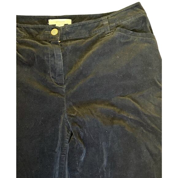 Chico’s Women’s Black Velveteen Straight Leg Pants Cotton Stretch Size 2 (US 12) - Picture 3 of 7